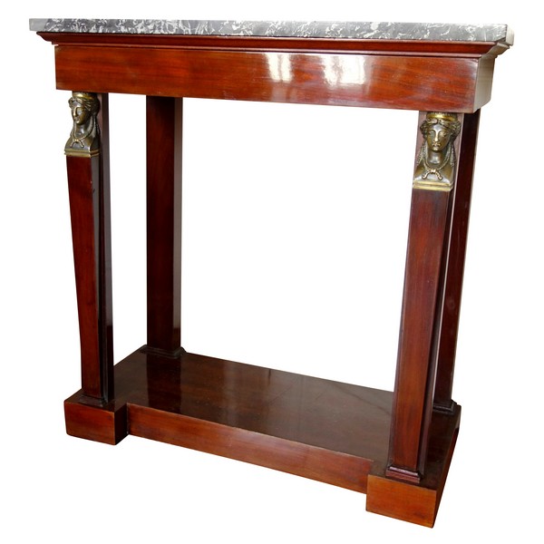 French Consulate mahogany and patinated bronze console, early 19th century circa 1800