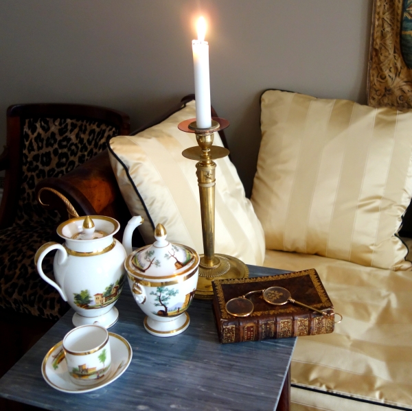 Mahogany and ormolu somno / bedside table, Empire period - early 19th century