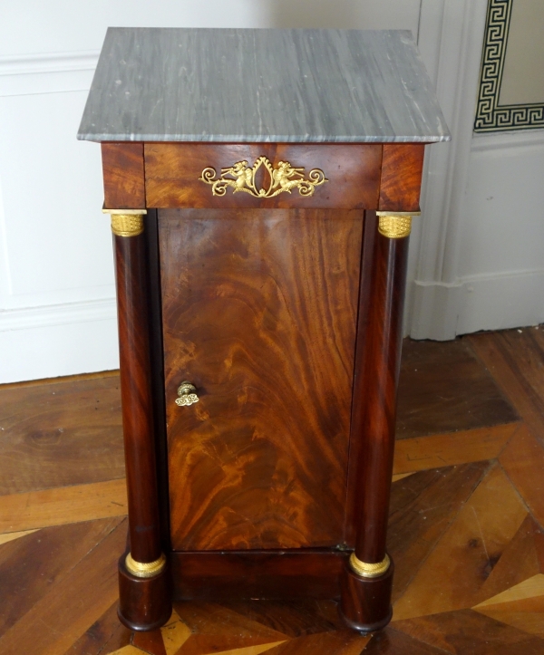 Mahogany and ormolu somno / bedside table, Empire period - early 19th century