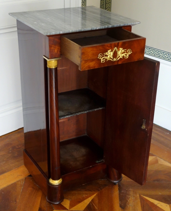 Mahogany and ormolu somno / bedside table, Empire period - early 19th century