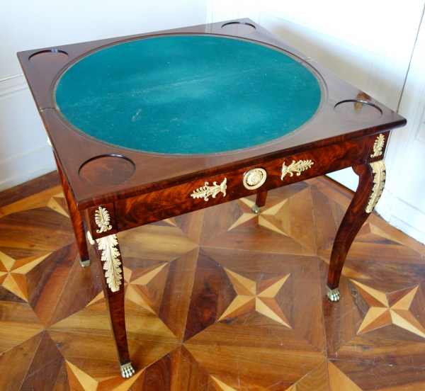 Empire mahogany and ormolu card table / game table or console, early 19th century