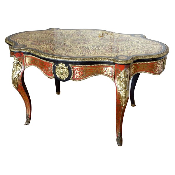 CG Diehl : table de salon en marqueterie Boulle Napoléon III (écaille de tortue et bronze doré)