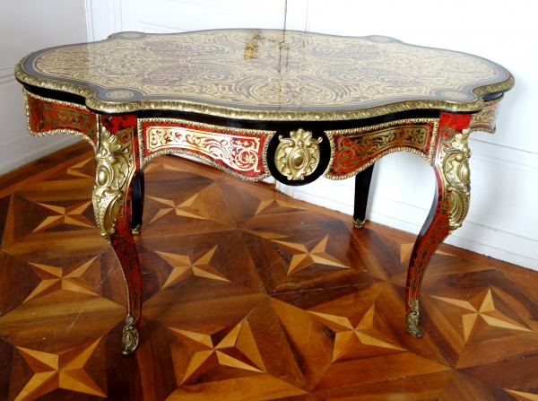 CG Diehl : Boulle marquetry table, Napoleon III production, tortoiseshell and ormolu - 19th century