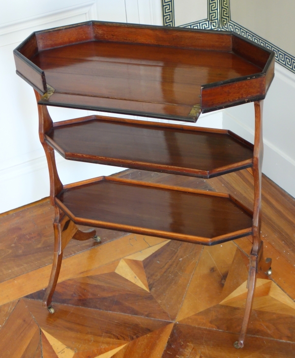 Table de salon tricoteuse XVIIIe en acajou et ébène, époque Directoire