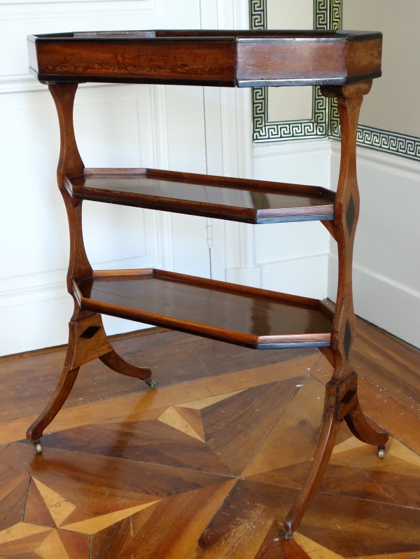 Table de salon tricoteuse XVIIIe en acajou et ébène, époque Directoire