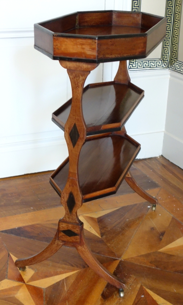 Table de salon tricoteuse XVIIIe en acajou et ébène, époque Directoire