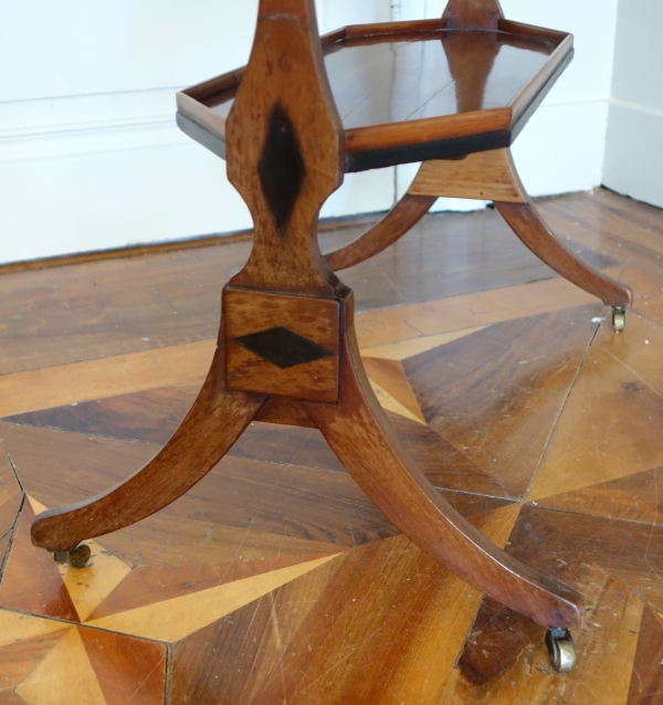Table de salon tricoteuse XVIIIe en acajou et ébène, époque Directoire