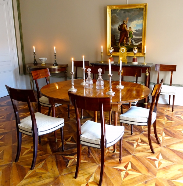 Louis XVI mahogany dinner table, up to 12 guests - early 19th century