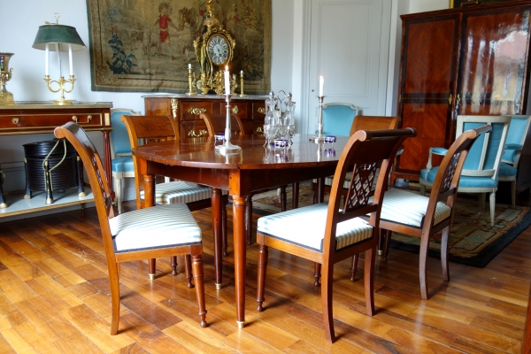 Grande table de salle à manger Louis XVI en acajou massif - fin XVIIIe / début XIXe - 159cm x 350cm