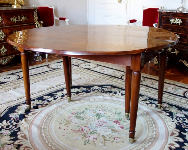 Table de salle à manger Louis XVI en acajou massif - époque fin XVIIIe - début XIXe siècle