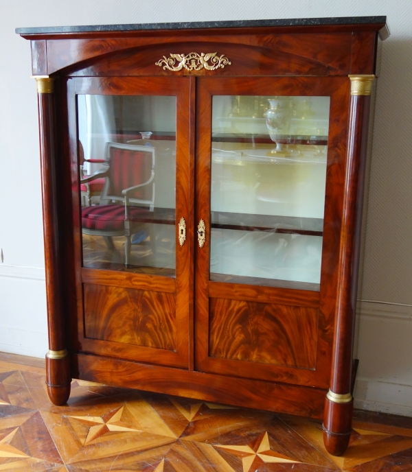 Empire mahogany and ormolu bookcase / display case, early 19th century 