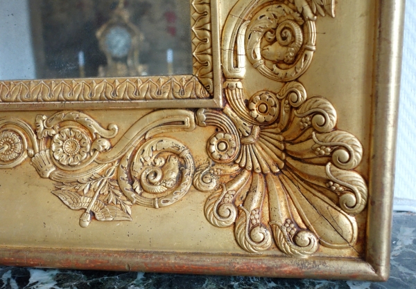 Important miroir Empire d'époque Charles X, bois doré et glace au mercure - 195cm x 128cm