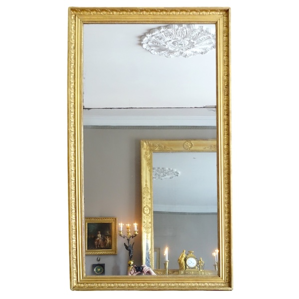 Tall Empire mantel mirror, gold leaf gilt wood frame, mercury gilt - 157cm x 90cm