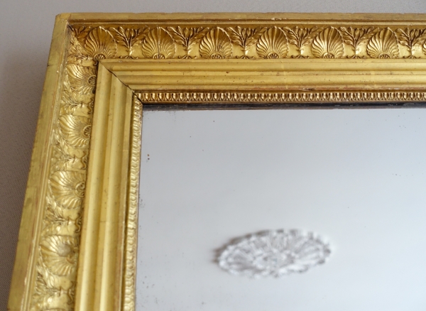 Tall Empire mantel mirror, gold leaf gilt wood frame, mercury gilt - 157cm x 90cm