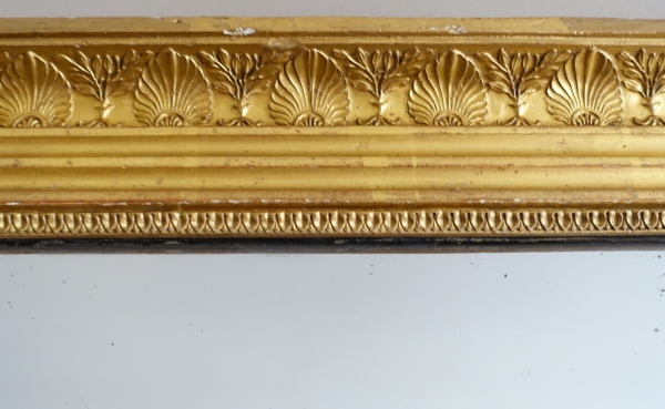Tall Empire mantel mirror, gold leaf gilt wood frame, mercury gilt - 157cm x 90cm
