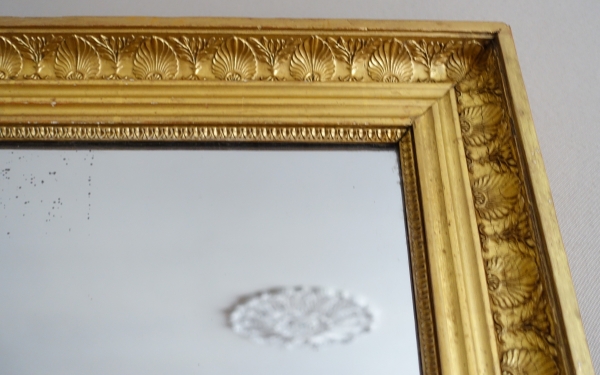 Tall Empire mantel mirror, gold leaf gilt wood frame, mercury gilt - 157cm x 90cm