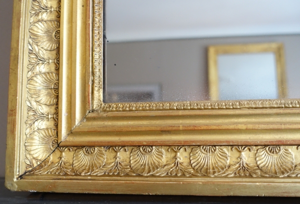 Tall Empire mantel mirror, gold leaf gilt wood frame, mercury gilt - 157cm x 90cm