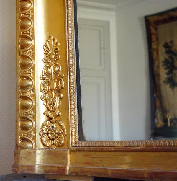 Grand miroir Empire en bois doré & glace au mercure - époque Charles X - 123,5cm x 183cm