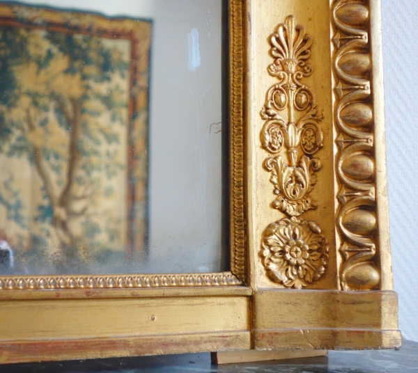 Grand miroir Empire en bois doré & glace au mercure - époque Charles X - 123,5cm x 183cm