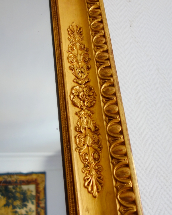 Tall Empire mantel mirror, gilt wood frame, mercury glass - 123.5cm x 183cm