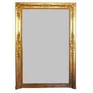 Grand miroir en bois doré d'époque Restauration, glace au mercure, 196 x 129cm