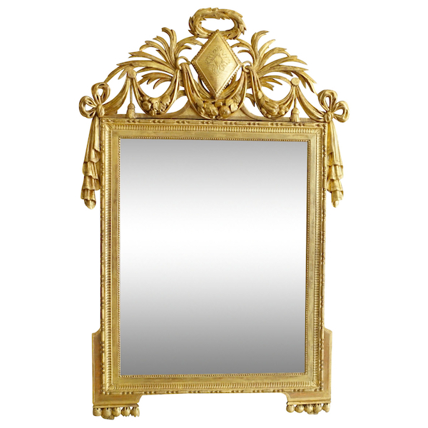 Large gold leaf gilt wood Louis XVI mirror, 18th century