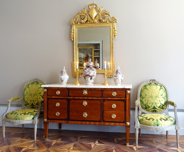 Large gold leaf gilt wood Louis XVI mirror, 18th century