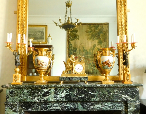 Tall fireplace mirror, Empire production, gilt wood frame, mercury glass - 130cm x 213cm