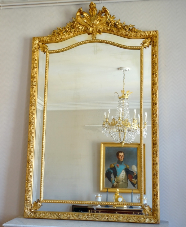 Miroir à parcloses en bois doré, style Régence époque Napoléon III 216,5cm x 130cm