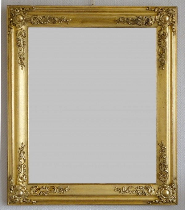 Mid 19th century gold leaf gilt wood mirror, mercury glass - 100cm x 80cm