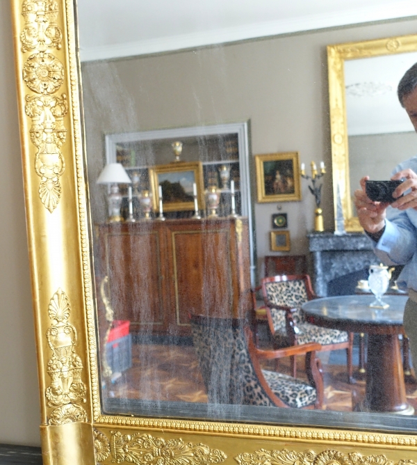 Empire gilt wood mirror, mercury glass, early 19th century - 91.5cm x 123cm