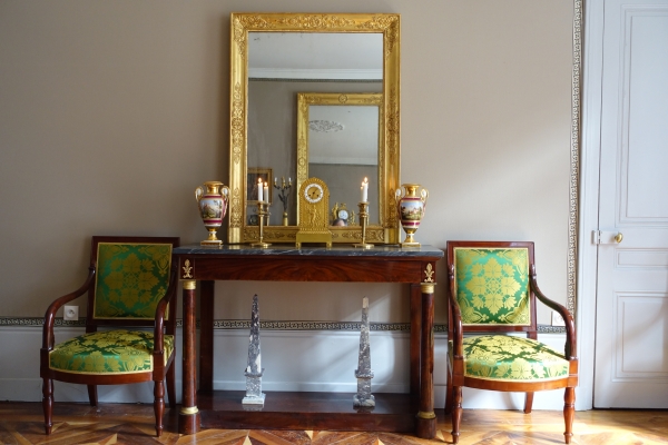 Empire gilt wood mirror, mercury glass, early 19th century - 91.5cm x 123cm