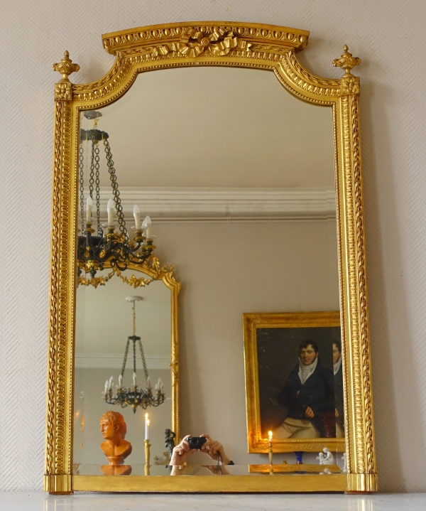 Louis XVI style gilt wood mirror, late 19th century - 128cm x 84cm