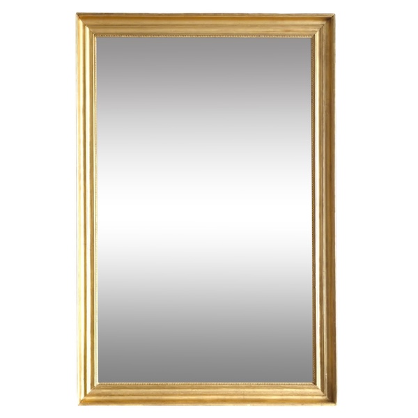 Miroir de cheminée en bois doré à la feuille d'or glace au mercure - 142cm x 97cm