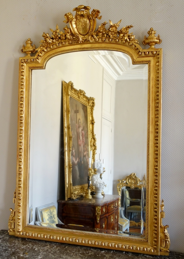 Louis XVI style gilt wood mirror, late 19th century, 153cm x 109cm