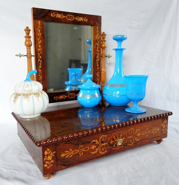 Early 19th century marquetry table mirror, Charles X period