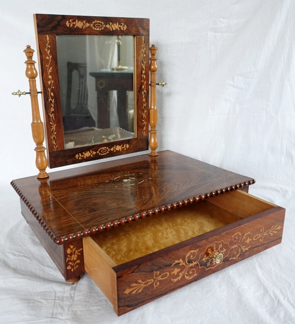 Early 19th century marquetry table mirror, Charles X period