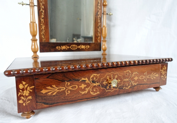 Early 19th century marquetry table mirror, Charles X period