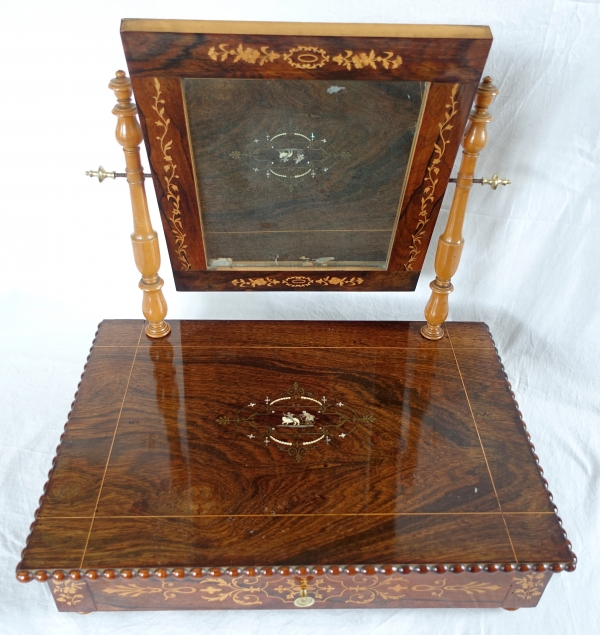 Early 19th century marquetry table mirror, Charles X period