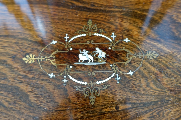 Miroir psyché de table ou de toilette d'époque Charles X en marqueterie de palissandre