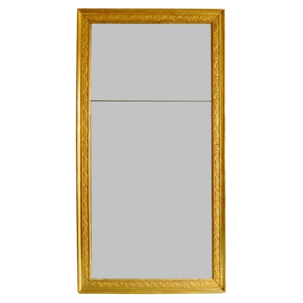 Miroir de cheminée en bois doré, glace au mercure en 2 parties, époque Empire, 76cm x 146cm