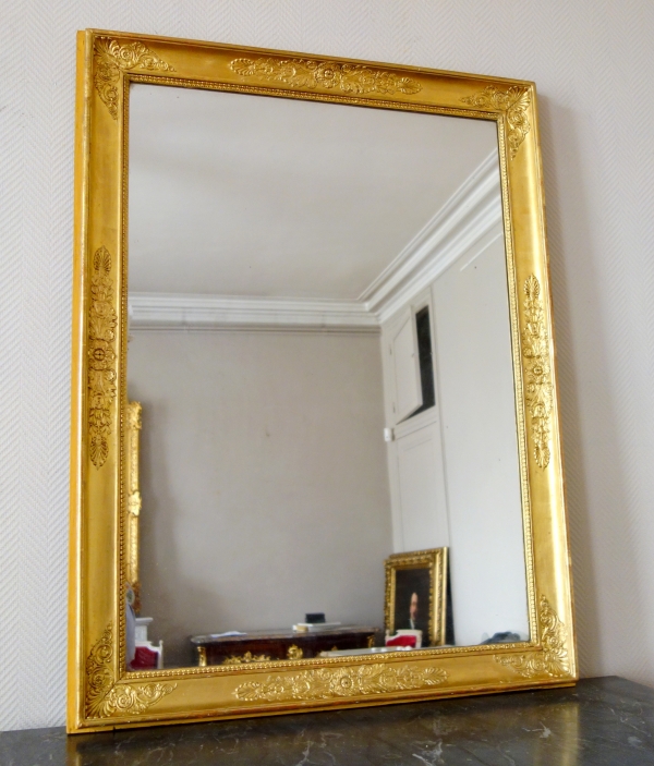 Miroir d'époque Empire Restauration en bois doré, glace au mercure - 120cm x 90cm