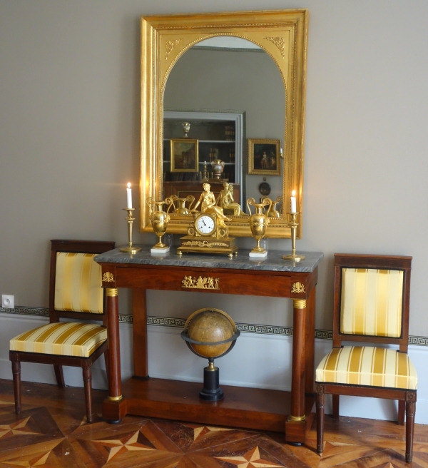 Empire mirror set into a gil wood frame - 89cm x 116cm