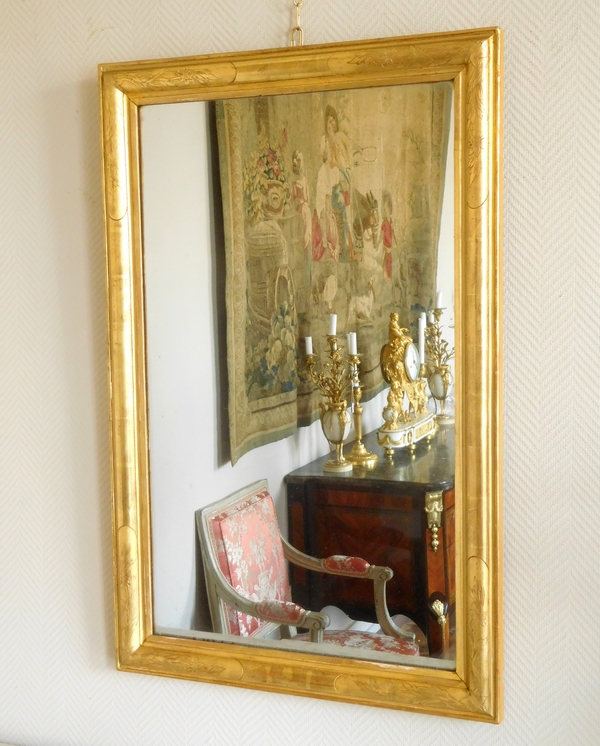 Mid 19th century mirror, gold leaf gilt frame, mercury glass - 63cm x 96cm