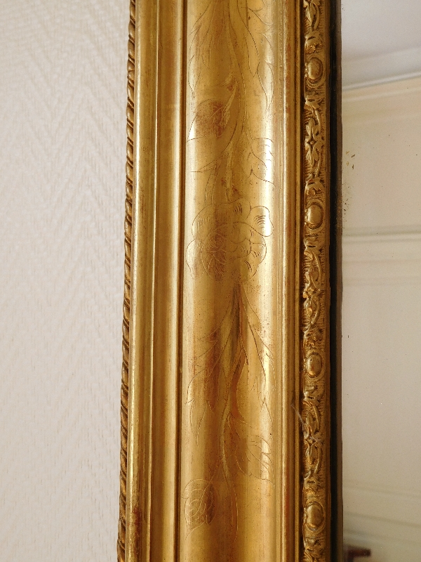 Tall gilt wood mirror, mercury glass, Napoleon III period - mid 19th century