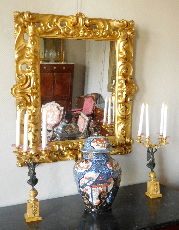 Large Italian mirror, carved and gilt wood - 18th century - 98cm x 105cm