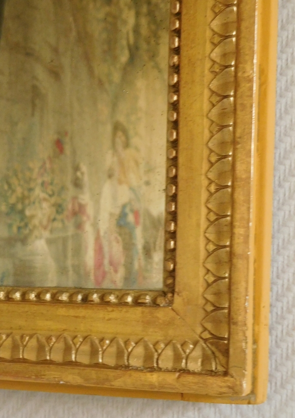 Miroir d'époque Louis XVI, cadre en bois doré, glace au mercure - 56cm x 72cm