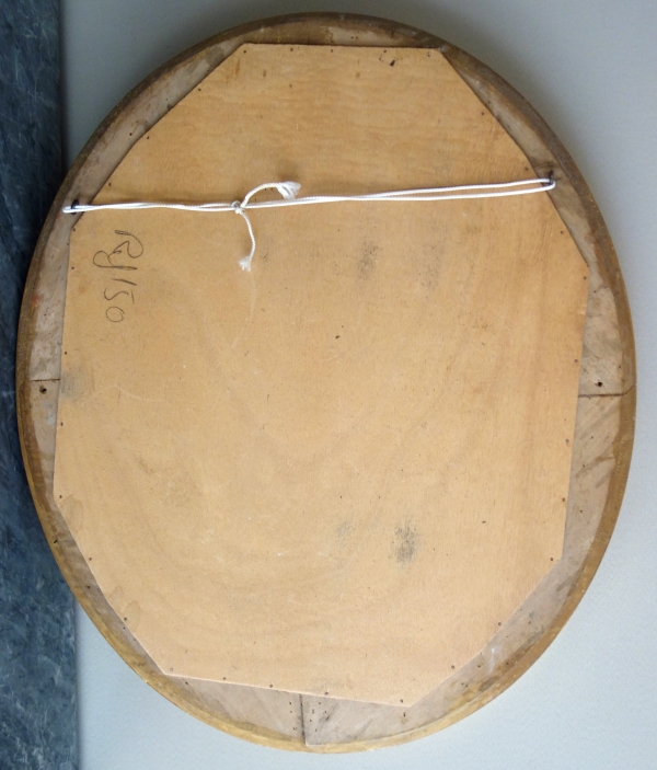 Grand miroir ovale d'époque Empire en bois doré feuille d'or - 78cm x 65,3cm