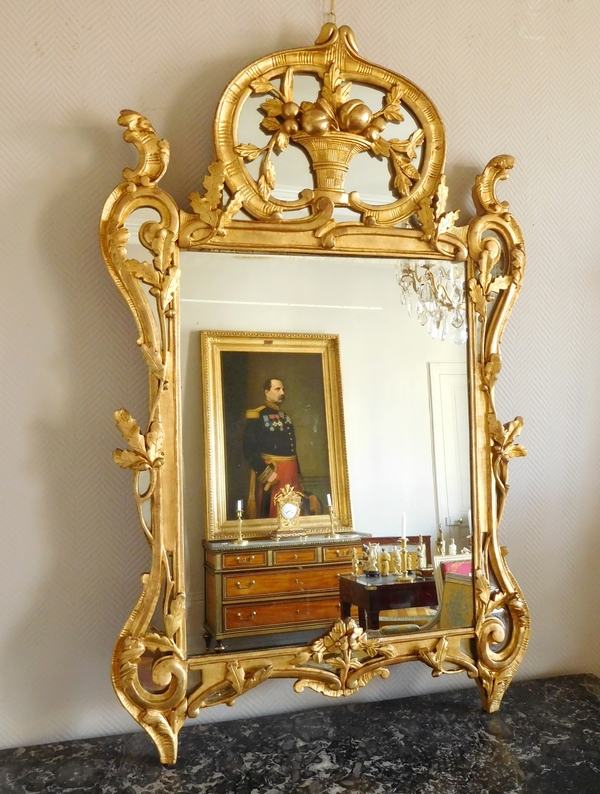 Gilt wood mirror, mercury mirror, Louis XV Provence work, 18th century - 138cm