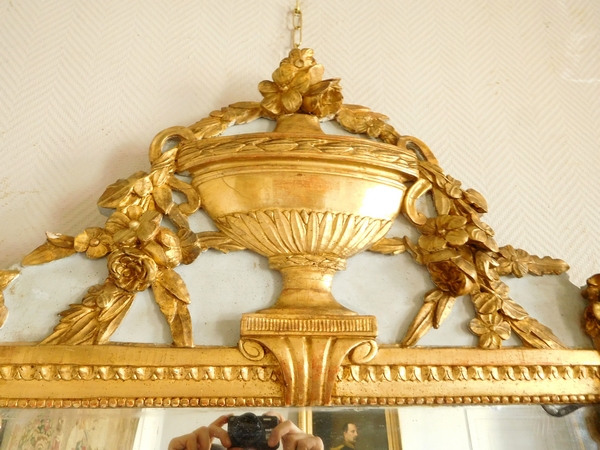 Tall Louis XVI gilt wood mirror, mercury glass - France circa 1780